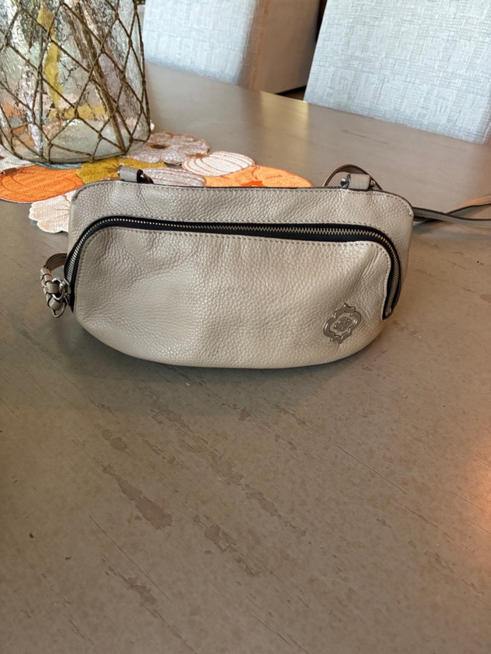 orYANY Pebbled Leather Crossbody Belt Bag in Taupe